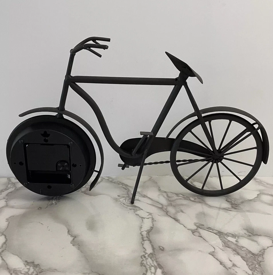 Farmhouse Brown Metal Bicycle Clock CottageCore Americana Home Decor Kitschy - Image 3 of 4