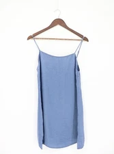 ENZA COSTA Textured Satin Mini Dress Elemental Blue S (1) $295 C1