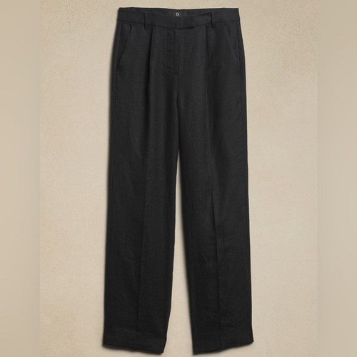 Nuovo con etichetta! Pantalone in lino dritto Banana Republic nero in lino - Taglia 14 - Foto 4 di 4