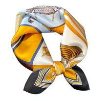 100% Silk 20" small square Scarf Women neckerchief Bandana blue yellow