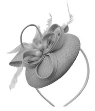Round Pillbox Bow Sinamay Headband Fascinator Weddings Ascot Hatinator Races