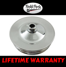 Gm Chrome Double Groove Power Steering Pump Pulley Key Way Sbc Bbc Chevy 350 454