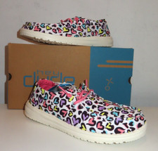 Hey Dude Wendy Youth White Leopard Slip On Shoe US K 9.5 EU 28