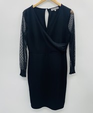 Absolutely Famous Juniors Large Swiss Dot Mesh Sleeve Sheath Dress in Black