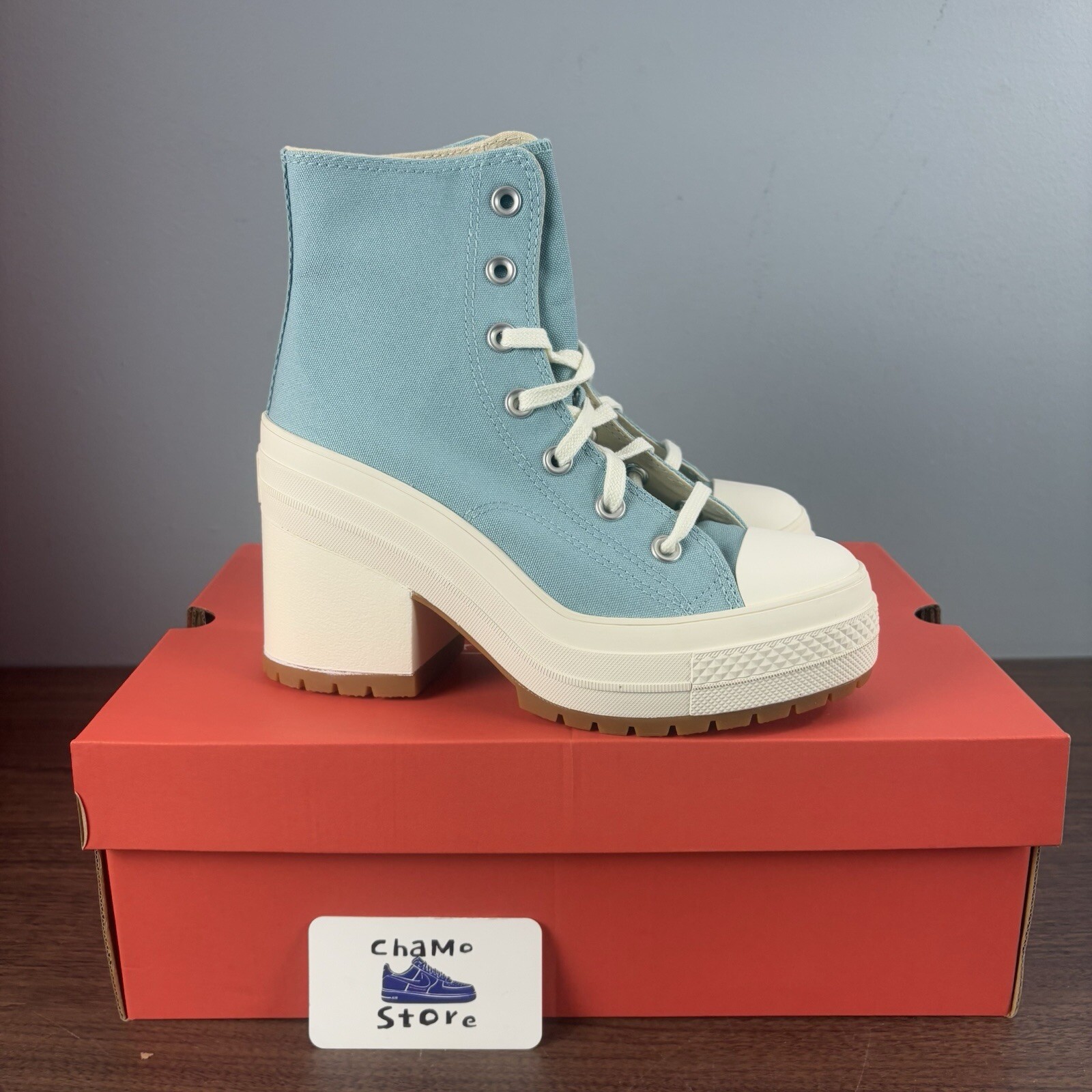 Converse Chuck 70 De Luxe Blue Infinity Pool Heel Shoes Women's Size 7.5 A08279C-image