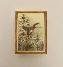 Vintage Kimberly Enterprises Graphic Art Tile Wooden Jewelry Trinket Box A-12.