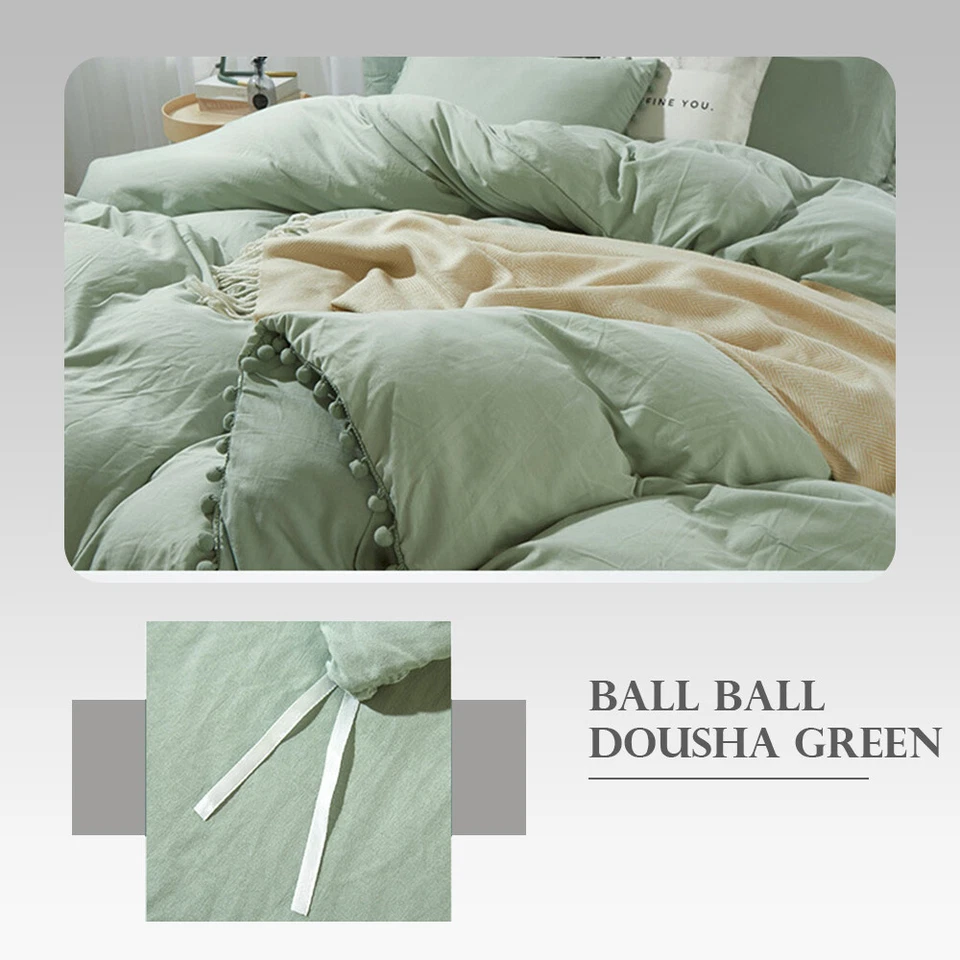 Green Duvet Cover 2/3 Pcs Soft Bedspread Soft Duvet Bedding Sets Twin-King Size - Image 3 of 4