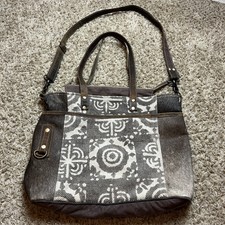 Myra Bag Tote With Zipper And Strap, Pattern And Cow Hyde