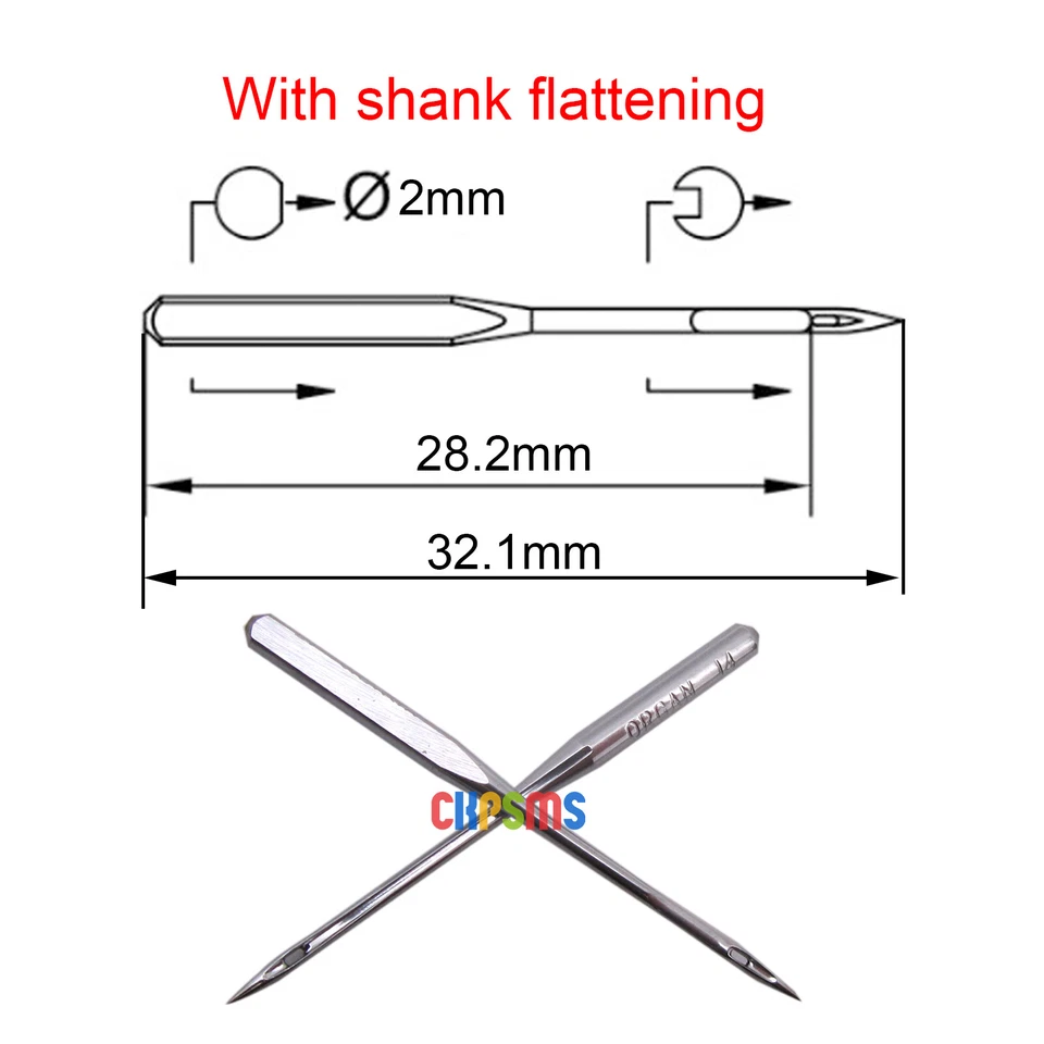 100 PIEZAS Aguja de Coser Órgano 24X1 DHX1 Vástago Plano PARA CANTANTE 25 26 158 240K 240W Foto 2 de 3