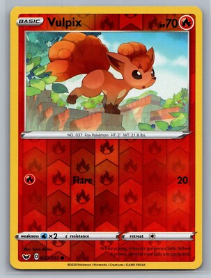 2020 Pokemon Vulpix 022/202 Reverse Holo Basic Fire Type NM-MT | eBay