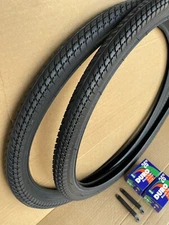 26 x 2.00 All Black Slick Bicycle Street Tires, Inner Tubes Bundle MTB Bike DURO