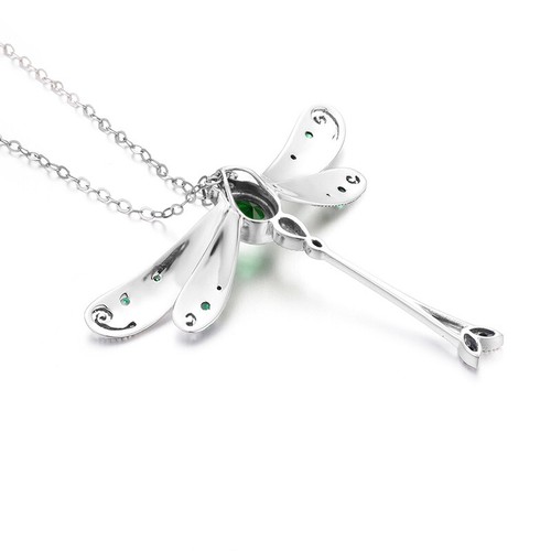 Libelle 925 Sterling Silber Halskette Anhänger kreiert Smaragd grüner Edelstein - Bild 4 von 6