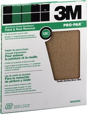 3M Pro-Pak Aluminum Oxide Sheets for Paint and Rust Removal, 9" X 11", 120 Grit