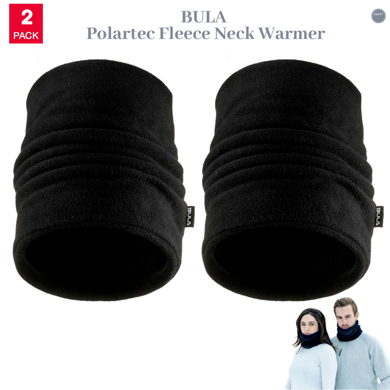 Bula Neck Warmer Black Gaiter Wrap Scarf 2 Pack Polartec Fleece