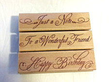 Lot of Wood Mounted Rubber Stamps - Sentiments and Greetings - Hero Arts