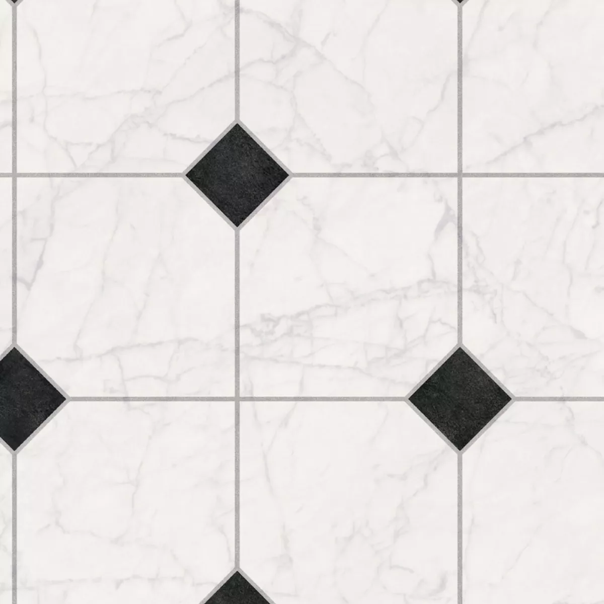 White Black Diamond Marble Tile Effect Vinyl Flooring Kitchen Lino 2m 3m 4m