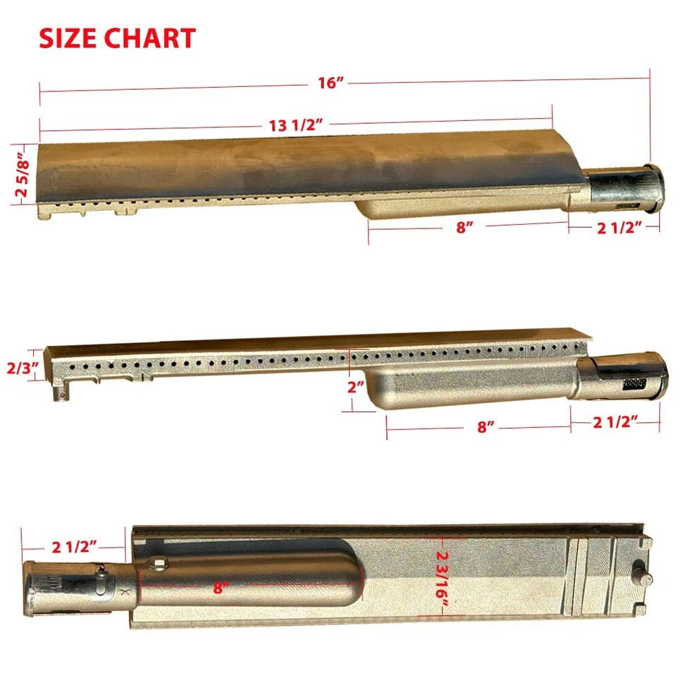Quemador de barbacoa de acero inoxidable fundido 304 de 16" de repuesto Foto 3 de 4