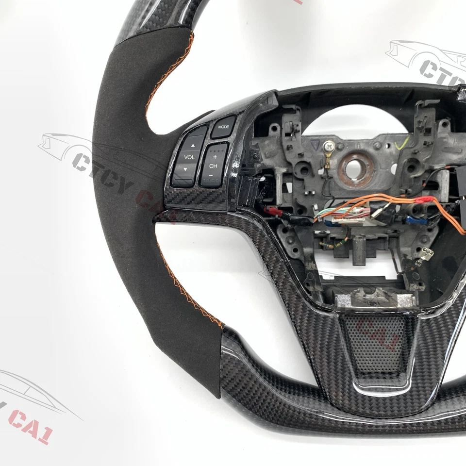Volante de fibra de carbono real personalizado para Honda CR-V 2007-2011 Alcantara Foto 3 de 4