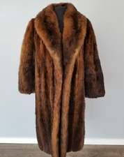 Vintage Opossum Fur Coat. Brown. Genuine. Real Fur. Outerwear. Ladies. Long. 