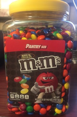 M&M Milk Chocolate PLAIN 62 ounces BULK TUB Candy Shell M&M's NEW M&MS 3.5 lbs +