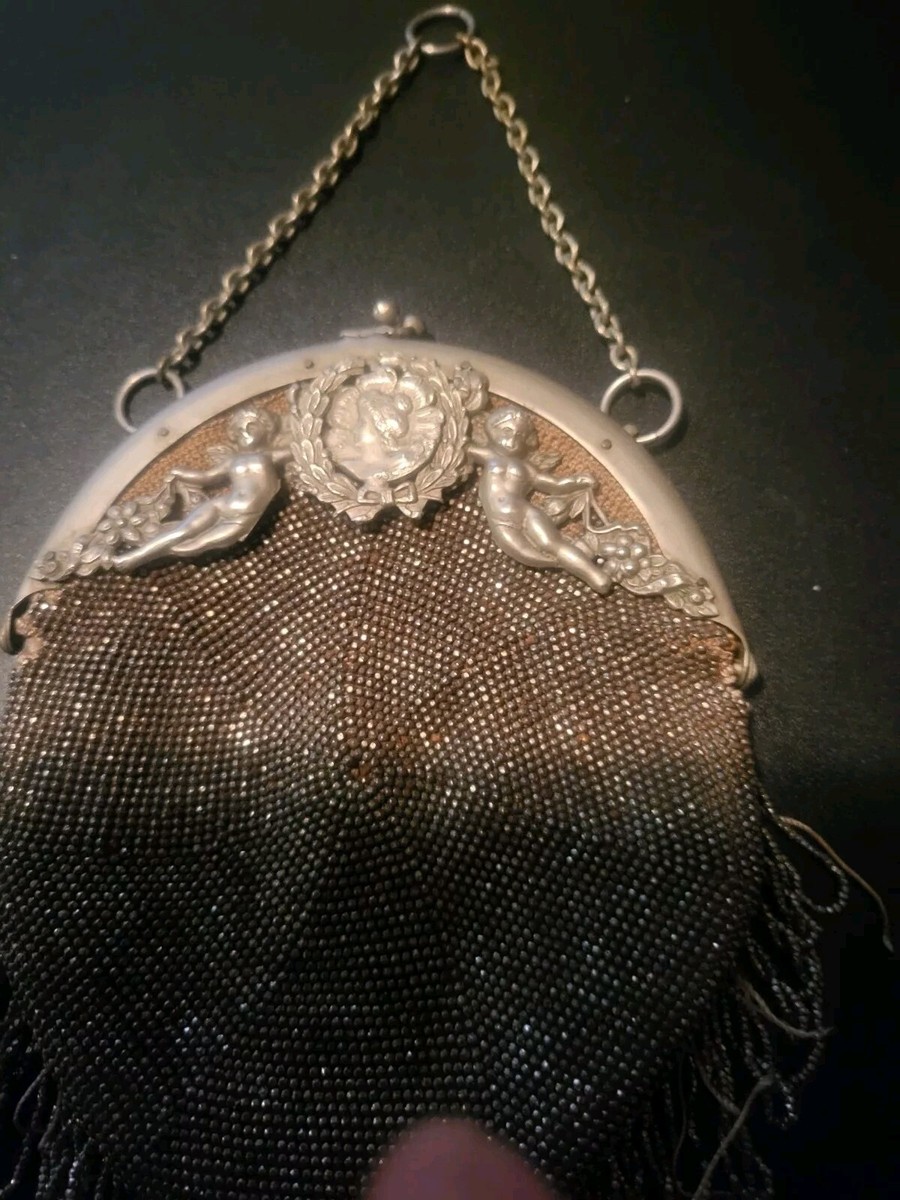 Antique Angel Steel Micro Bead Chatelaine Belt Clip Purse | eBay display picture 1