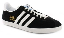 black leather gazelles mens