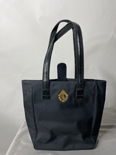 LAUREN Ralph Lauren Damen Tasche Schultertasche schwarz gold bestickt Insignien