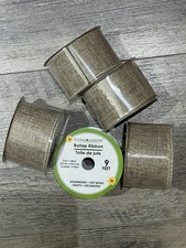 5 Natural Burlap Jute Wired Ribbon 9 Feet/ 3 Yards 2 Inches Wide NEW SEALED