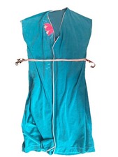 Vintage 1980s Pool Wrap Robe Swimwear Terrycloth L Blue Embroidered