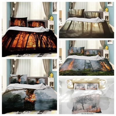 3D Forest Fire Plant Scenery Quilt Cover Duvet Cover Comforter set