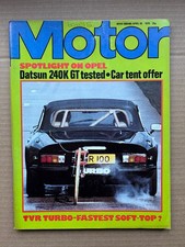 TVR TURBO MOTOR MAGAZINE APRIL 28 1979 - TVR cover with feature + Datsun 240K te