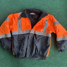 Hi-Vis Safety Jacket ANSI Class 3 Type R Medium Reflective Orange Black Workwear