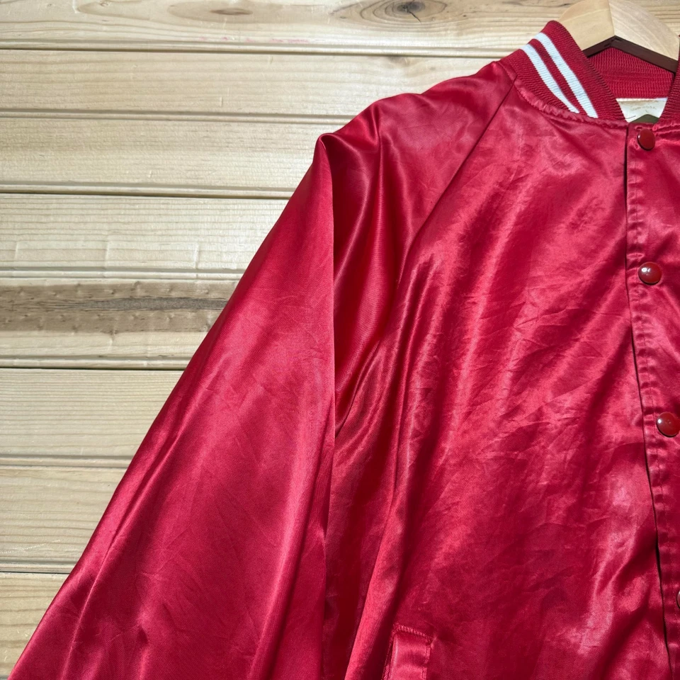 Chaqueta Bomber Vintage Años 80 Enjoy Coca-Cola Bordada Satén Hecha en EE. UU. Talla Grande Foto 3 de 4