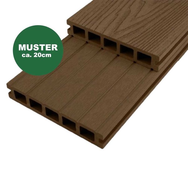 Muster Wpc Terrassendiele Woodomykonos Braun - 25 X 145 Mm - 3D OberfläChe-image