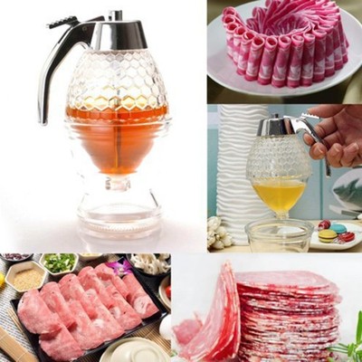 Honey Syrup Dispenser Pot Bee Hive Jar with Stand Premium For Kitchen Tool