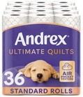 Andrex Ultimate Quilts Toilet Tissue 36 Rolls, Air Pocket Technology for Soft,