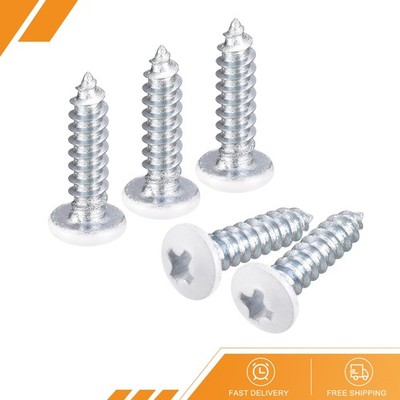 100pcs ST2x10mm White Screws Self Tapping Screws Pan Head Phillips Screw