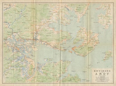 ''Environs of Amoy''. Xiamen antiker Stadtplan. China 1924 alte Karte