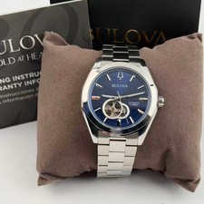 New Bulova Surveyor 96A275 Blue Dial Stainless Steel Men's Automatic Watch 42 mm