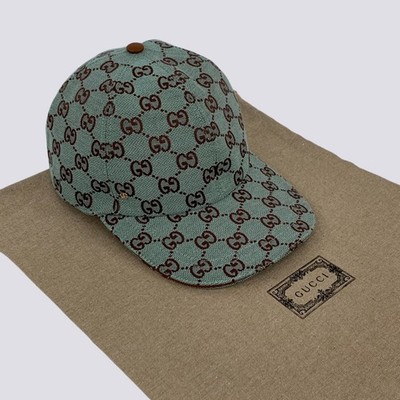 キャップ GUCCI Gucci GG Monogram Canvas Cotton Baseball Cap Head Hat Green Mint