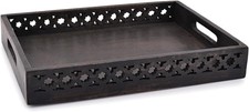 Samhita Serving Trays Mango Wood Rectangular Tray, Plate, Black 
