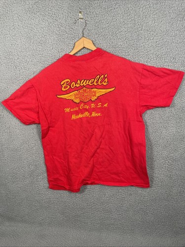 80s HARLEY DAVIDSON MOTORCYCLES RED WINGS T-SHIRT SZ XL Nashville, TN Dealer - Picture 7 of 8