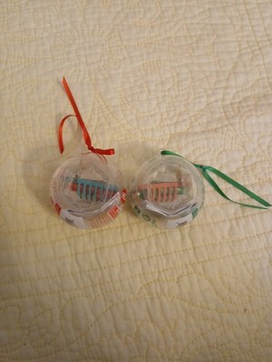 Set Of 2 Hex Bug Nano Christmas Ornaments Limited Edition Green & Red Antlers 