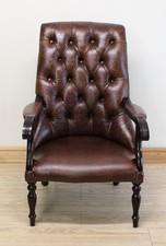 Brown Distressed Leather Captains Chair / Armchair
