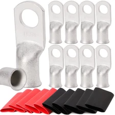 TKDMR 10pcs 1 Awg-3/8 Ring Marine Grade Copper Wire Lugs,with 31 Heat Shrink ...