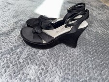VTG Fioni Black Satin Knotted Platform Wedges Whimsigoth/Bratz Style 90s/00s Y2K