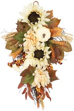 Fall Teardrop Swag Decor Autumn Harvest Wreaths for Front Door Home Ornament