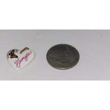 Tanya Heart Shaped Kiln Fired Porcelain Metal Bail Pendant  Butterfly graphic