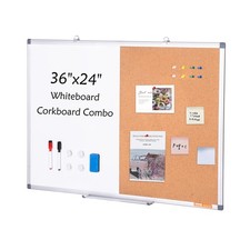 36'x 24' Whiteboard Cork Board Combo w/Aluminum Frame   2-in-1 Magnetic Dry Er