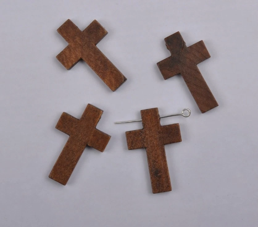 50Pcs Brown wood Jesus cross charm Pendant beads 21mmX32mm diy findings - Image 3 of 3